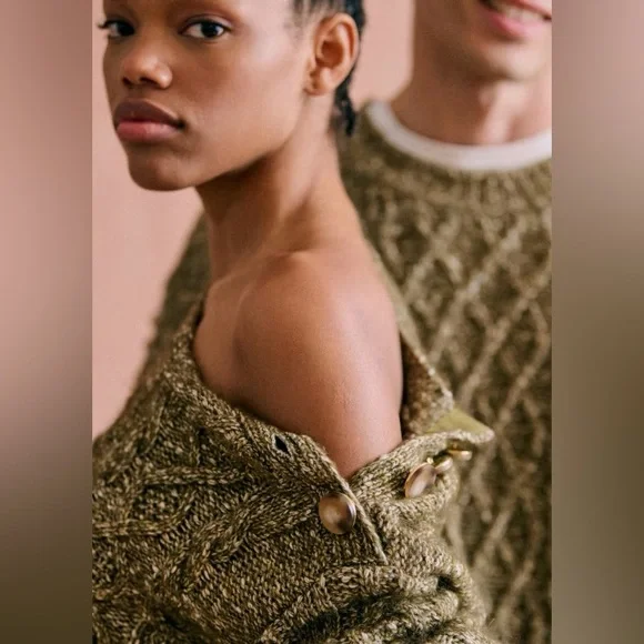 Sezane James Jumper Olive Chiné - Size S - Picture 7 of 16